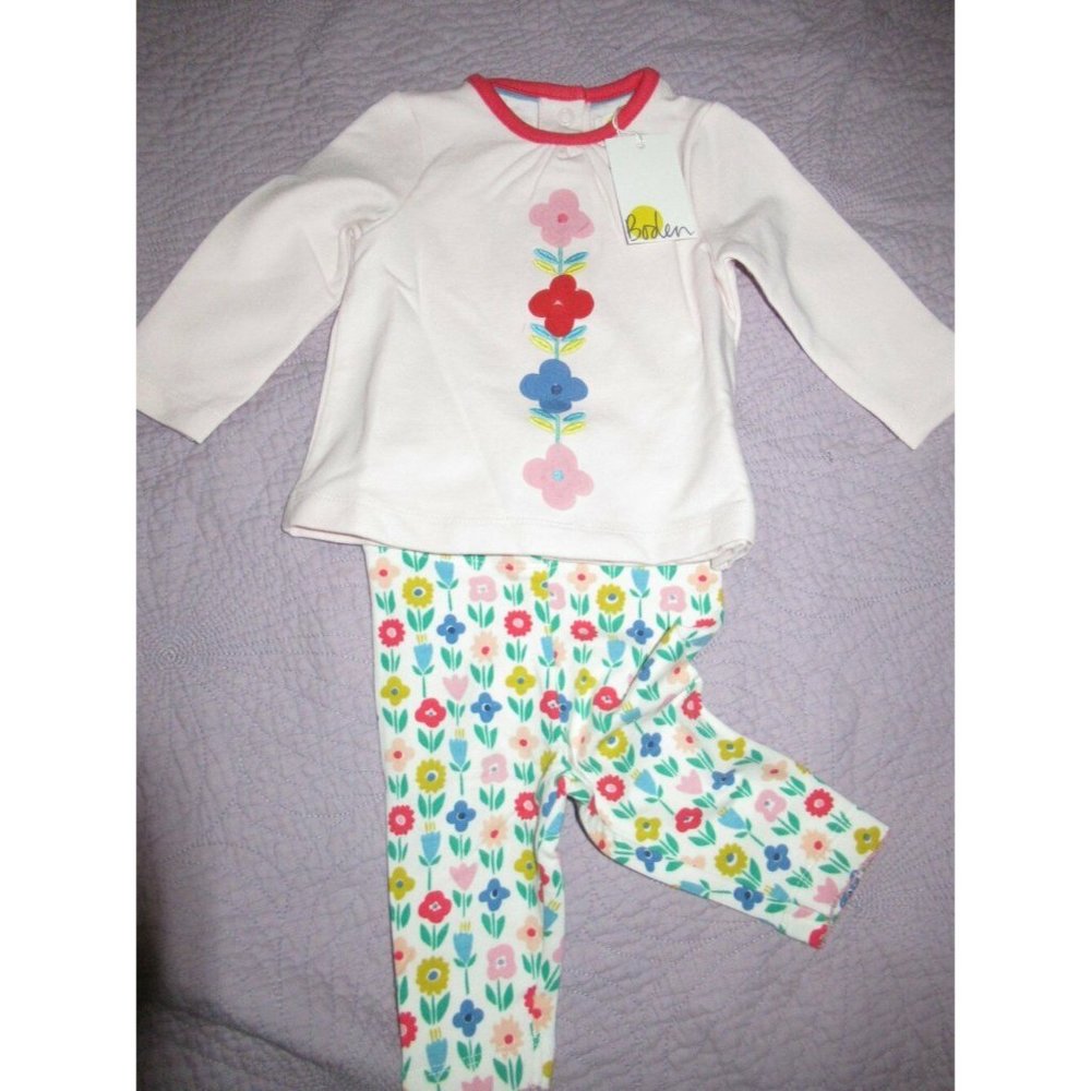 nwt Baby Boden almond blossom applique top posey legging set baby girl 0 m 3 m